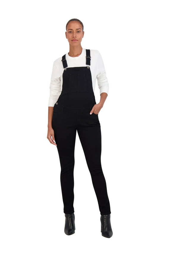 Women’s Maternity Overalls – Comfy Denim Bib Straight Leg Overalls Women Jumpsuits, Pregnant Women Casual Outfits (XL, Black)