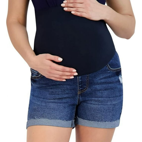 Savi Parker Women's Maternity Roll Cuff Denim Shorts