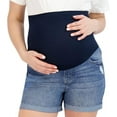 thumbnail image 1 of Savi Parker Women's Maternity Roll Cuff Denim Shorts, 1 of 5