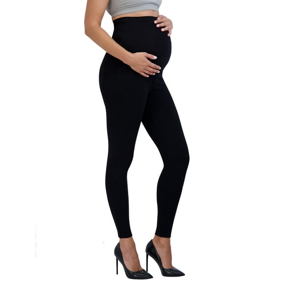 Savi Parker Women’s Ponte Maternity Leggings with Pockets – Pregnancy Clothes for All Seasons – 28” Inseam (M, Black)