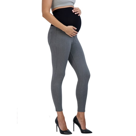 Savi Parker Women’s Ponte Maternity Leggings with Pockets – Pregnancy Clothes for All Seasons – 28” Inseam (S, Grey)