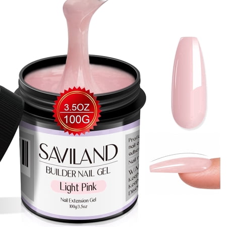 SAVILAND 100G Builder Nail Gel - 3.5 oz Light Pink Hard Gel for Extension Nail Art Manicure Starter for Professional Nails Salon