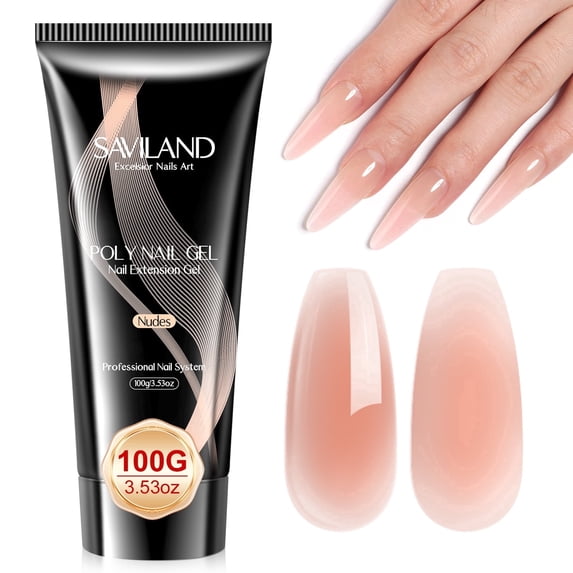 SAVILAND Hema-Free Poly Gel for Nail Extensions Large Capacity, Sheer Nudes, 100g/3.53 oz