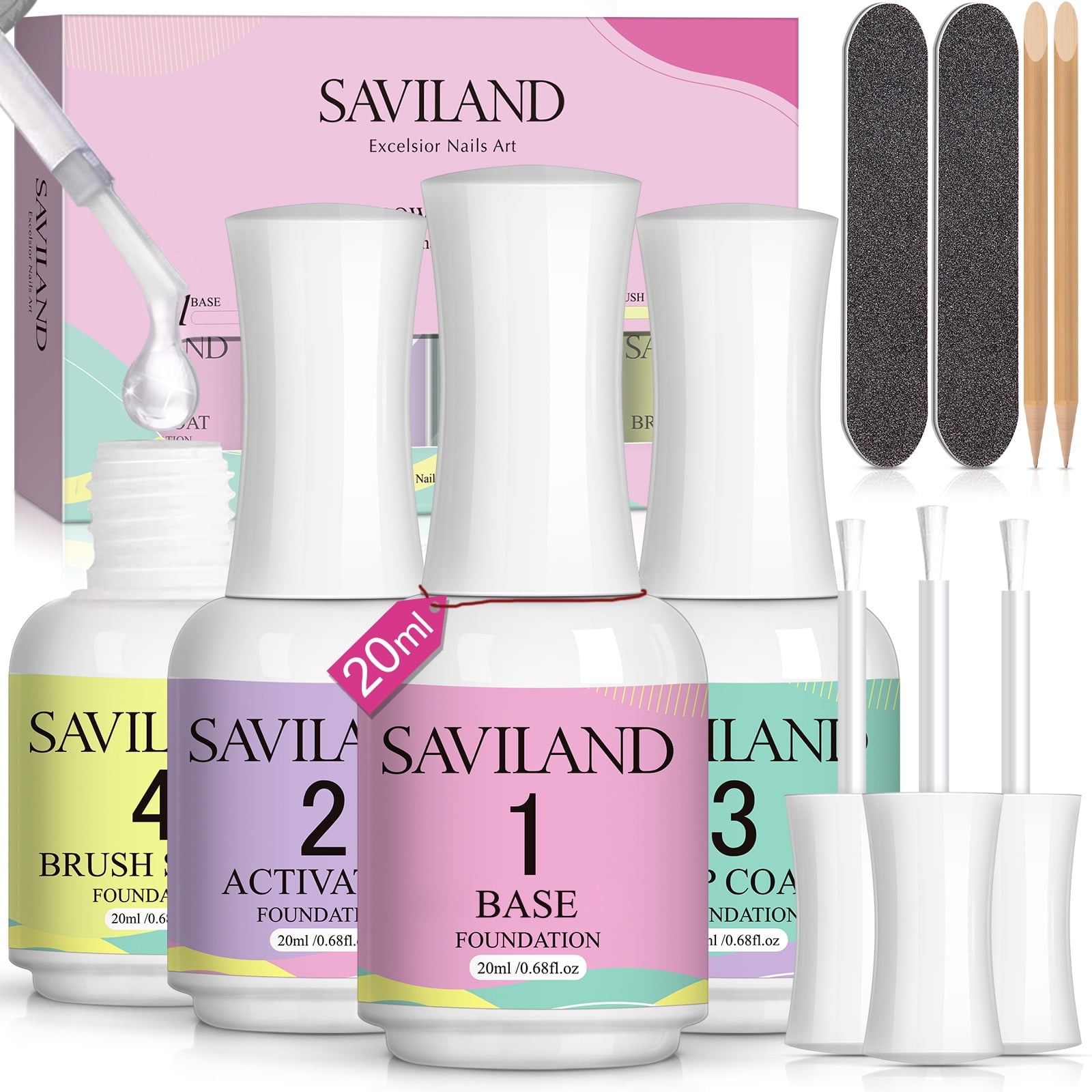 Saviland 20ML Dip Powder Liquid Set Salon Starter Nail Kit with