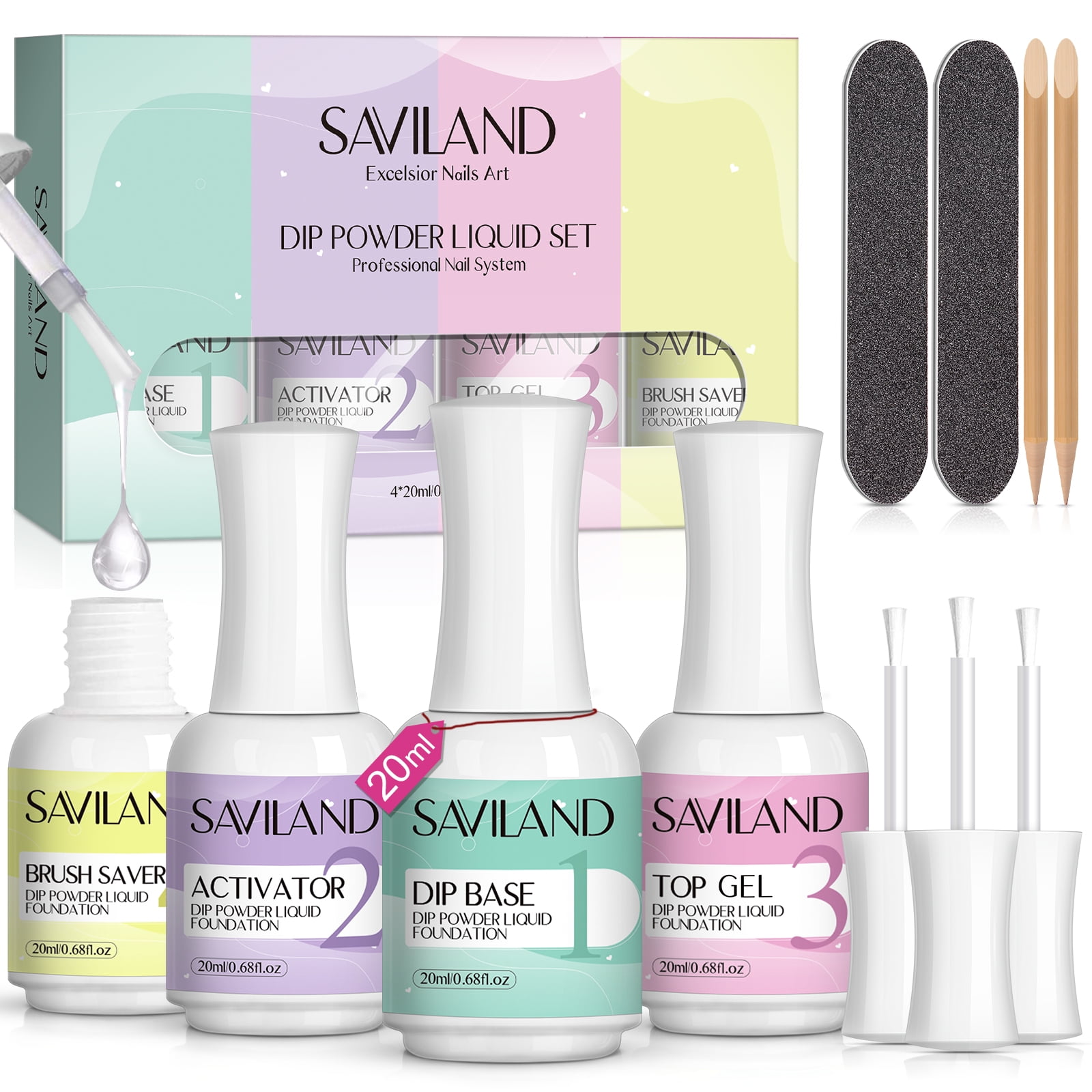 Saviland 20ML Dip Powder Liquid Set - Dip Powder Nail Kit With Dip ...