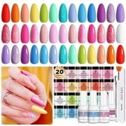 Saviland 29Pcs Dip Powder Nail Kit with Everything - 20 Colors Dipping Nail Powder Kit with Base and Top Coat Activator Brush Saver Dip Powder Liquids Set