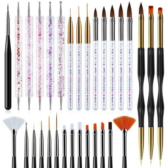 Saviland 31Pcs Nail Art Brushes Kit - Multifunctional Detail Nail Art Tools Kit with Thin Gel Polish Brushes, Acrylic Nail Brushes, Painting Dotting Liner Pen