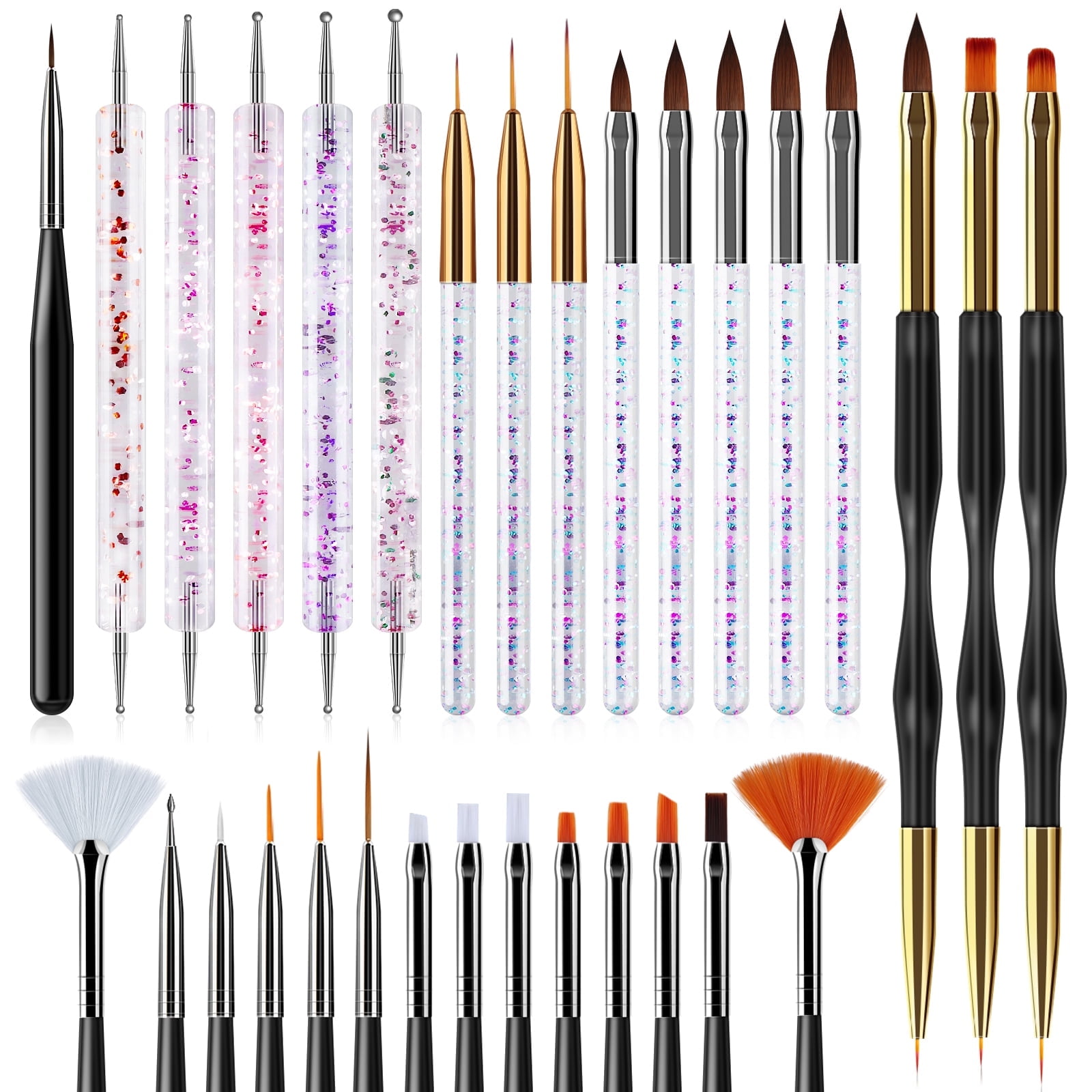 Saviland 31Pcs Nail Art Brushes Kit Multifunctional Detail Nail Art