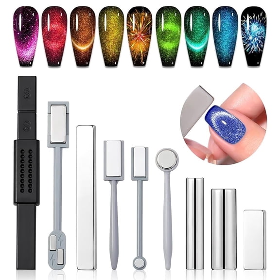 SAVILAND Cat Eye Magnetic for Nail: 9PCS Cat Eye Gel Nail Polish Magnet Tools Set