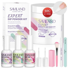 SAVILAND Dip Powder Nail Kit - 60g Larger Capacity Clear Dip Powder Kit With 3PCS Dip Powder Liquid Set Manicure Dip Nails Tools Kit