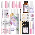 thumbnail image 1 of Saviland French Acrylic Nail Kit: Keratin Acrylic Cover Powder with Avrylic Liquid Monomer Castor Oil Vitamin E Nail Primer Nail Glue 84 French Tips Pink Rhinestones Complete Tools, 1 of 8