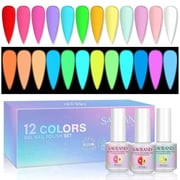 SAVILAND Glows in The Dark Gel Nail Polish Set - 12 Halloween Colors Luminous Neon Nail Gel Polish Set Soak off U V/LED Glow Effect Nail Polish for DIY Nail Art Design Holiday Gifts