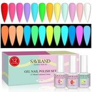 Saviland Glows in The Dark Gel Nail Polish Sets - 12 Colors Luminous U V/LED Soak off Neon Gel Nail Polish Kit Nail Art