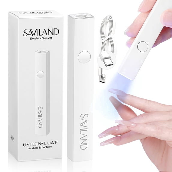 SAVILAND Mini UV Curing Nail Lamp for Gel Nail Polish with USB Cable, 3W, White