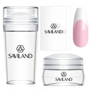Saviland Nail Art Stamper Kit - 4Pcs Clear Silicone Nail Art Stamper with Scrapers for French Nails Tip,Gel Nail Polish