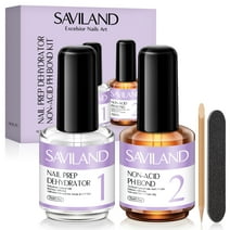 Saviland Nail Dehydrator and Acid-Free Primer Set - Professional Superior Bonding Long-Lasting Nail Pre Dehydrator for Gel Nail Polish Acrylic Powder