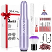 Saviland Nail Drill: Portable Electric Nail Drill 20000 RPM, 7-Piece with Bits, Cuticle Bit & Nail File, Purple
