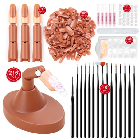 Saviland Nail Practice Finger for Acrylic Nails: Adjustable Nail Practice Hand Fake Mannequin Training Finger Replaceable Nail Tips with Nail Glue Nail Art Brush Complete Tools Kit Beginner