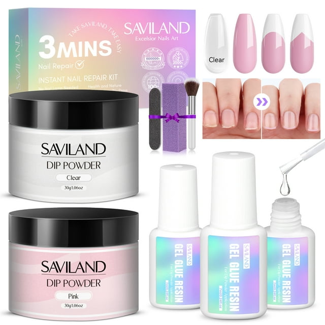 Saviland Nail Repair Kit for Broken Weak Damaged Nails Clear & Pink