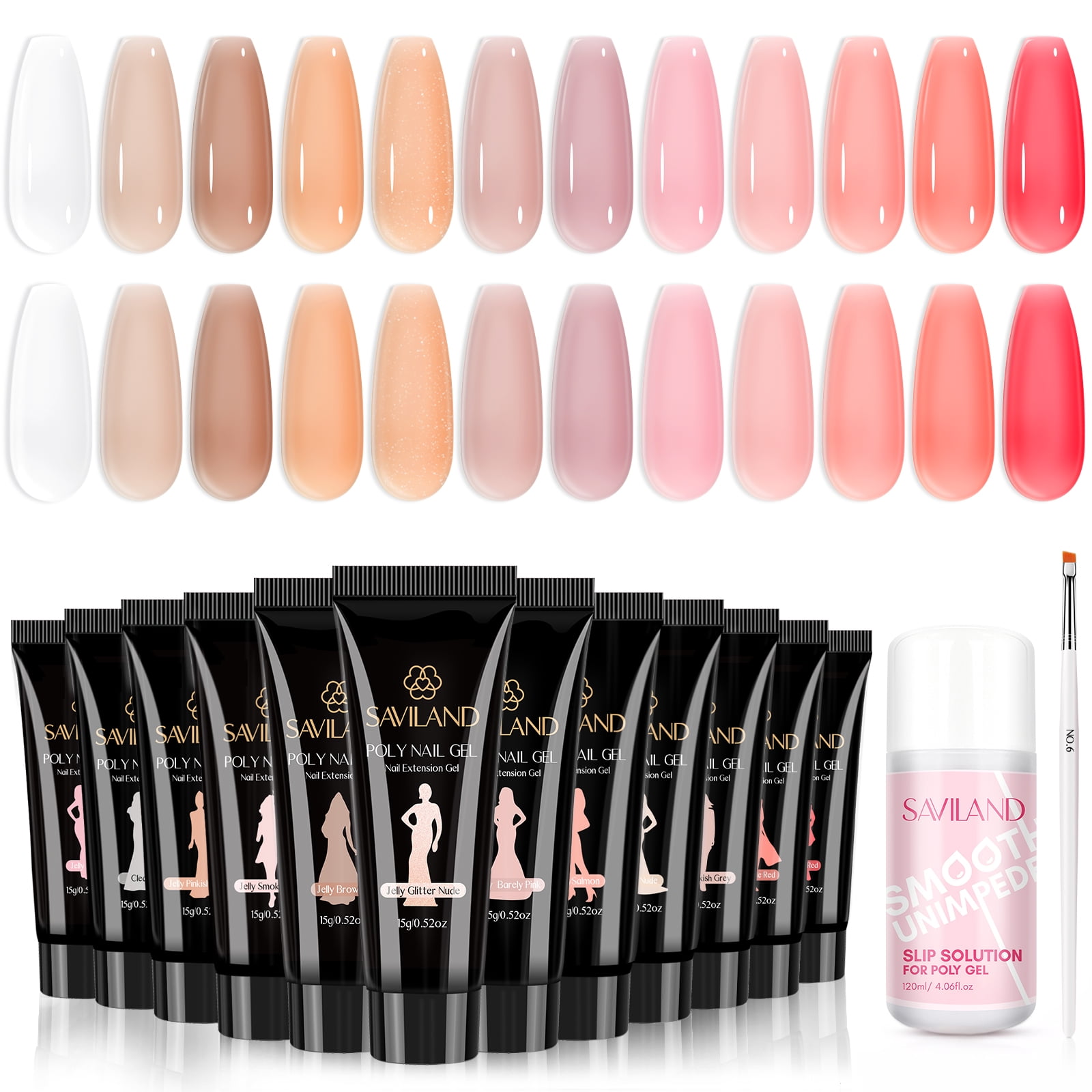 Saviland Poly Extension Gel Nail Kit? 12 Colors Jelly Translucent Poly