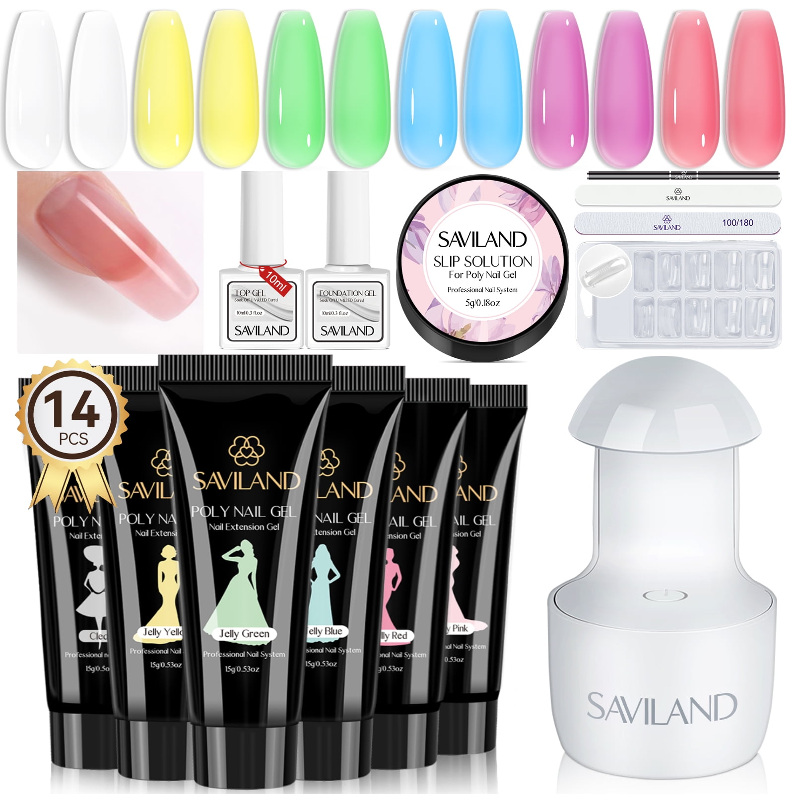 Saviland Poly Extension Gel Nail Kit 6 Colors Clear Jelly Poly Gel