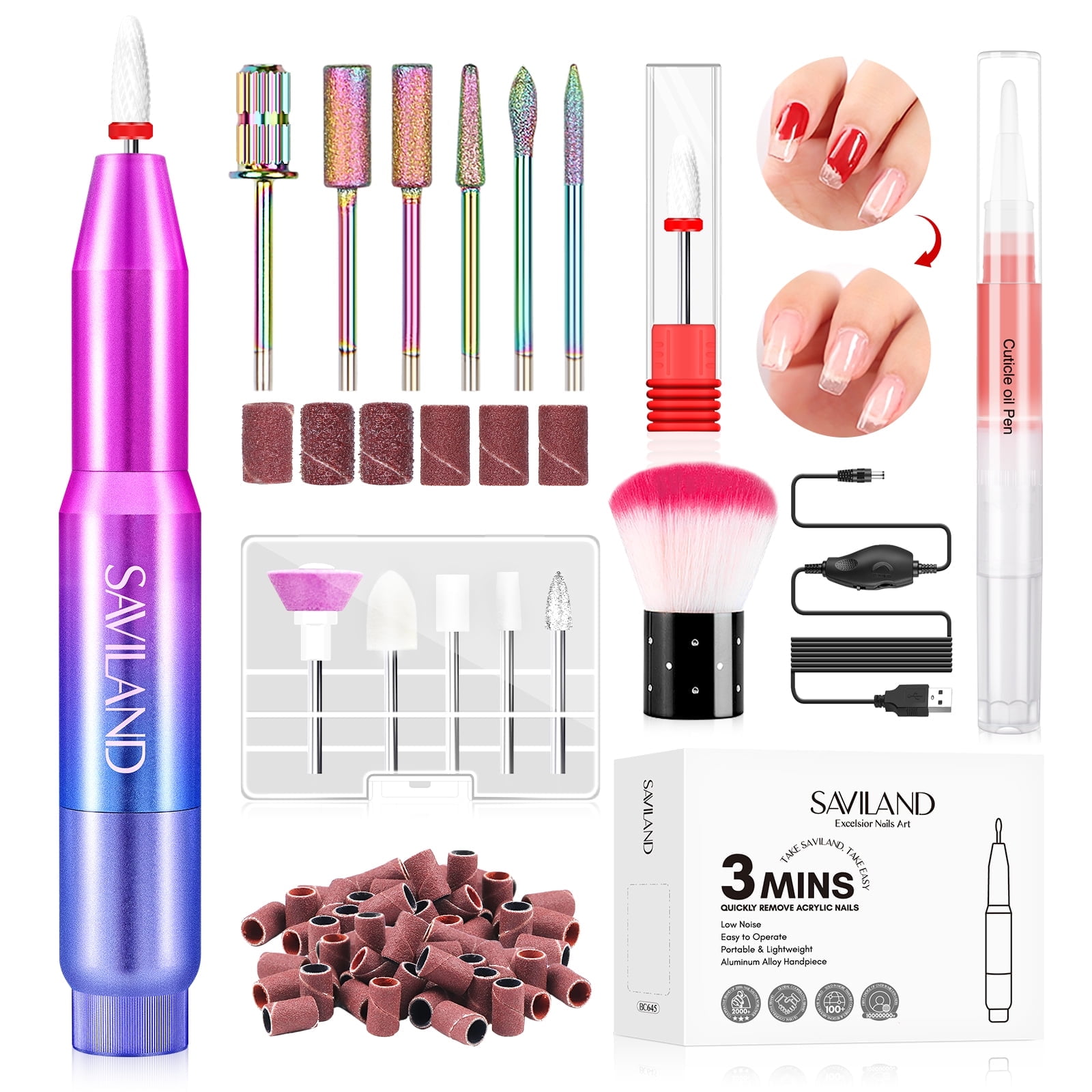 Saviland Portable Electric Nail Drill 20000 RPM Electric Nail File