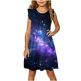 thumbnail image 1 of SWSTBBY Kids Summer Dress,Dress for Girls,Toddler Girls Dress Summer Ruffle Sleeve Starlit Sky Printed Sundress Outfit for Kids 4-14T, 1 of 5