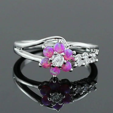 Saving Clearanc! WEANT 925 Sterling Silver Natural White Sapphire Diamond Ring, Pink, 8