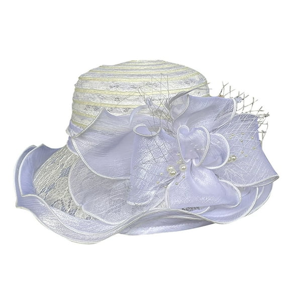 Saving Clearance 2025! Lisingtool Church Dress Hat for Women Black Fascinators Bridal Tea Party Wedding Hat Wide Brim Promotion Sale