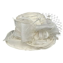 Saving Clearance 2025! Lisingtool Church Dress Hat for Women Black Fascinators Bridal Tea Party Wedding Hat Wide Brim Promotion Sale