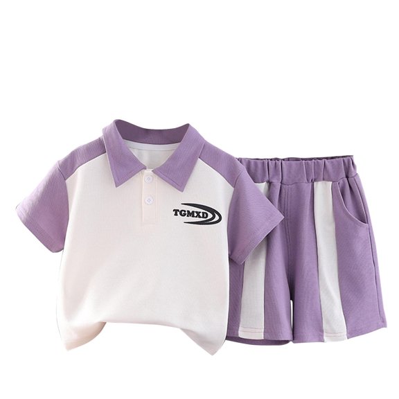 THDHVS Casual Short Sets for Kids,Summer School Style Kid's Lapel Short Sleeve Shirt pants Set Summer Casual Clothing for Boys and Girls