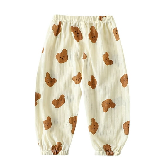 THDHVS Pants for Girls,Toddler Girl Pants,Kid's Summer Print Boys and Girls Baby Long Pants Cute Pants Overalls Mosquito Proof Pants