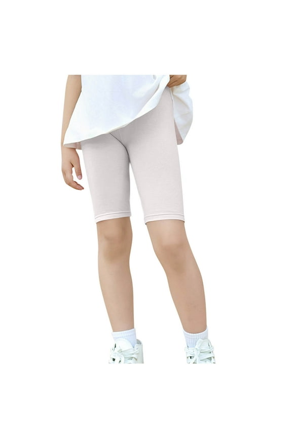 Girls Bike Shorts,Toddler Girl Shorts,Modal Elastic Waist 5 Inch Safety Shorts for Girls Long Line Layering Underwear and Casual Wear Beige