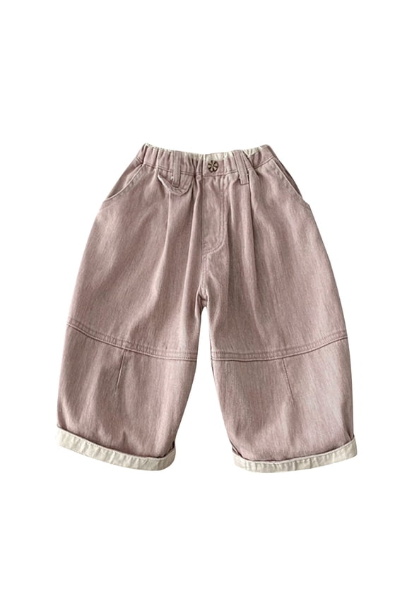 Toddler Boy Pants,Boys Cargo Pants,Kid's Jeans Solid Color Multi Port Bag Elastic Waist Pants