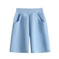 thumbnail image 1 of THDHVS Girls Athletic Shorts,Kids' Summer Solid Color Casual Sports Pants with Pockets and Flower Buds Shorts for Kids, 1 of 3