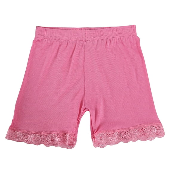 THDHVS Girls' Shorts,Toddler Girl Shorts,Modal Lace Trim Safety Shorts for Girls School Wear Secure Underwear and Comfortable Layering Hot Pink