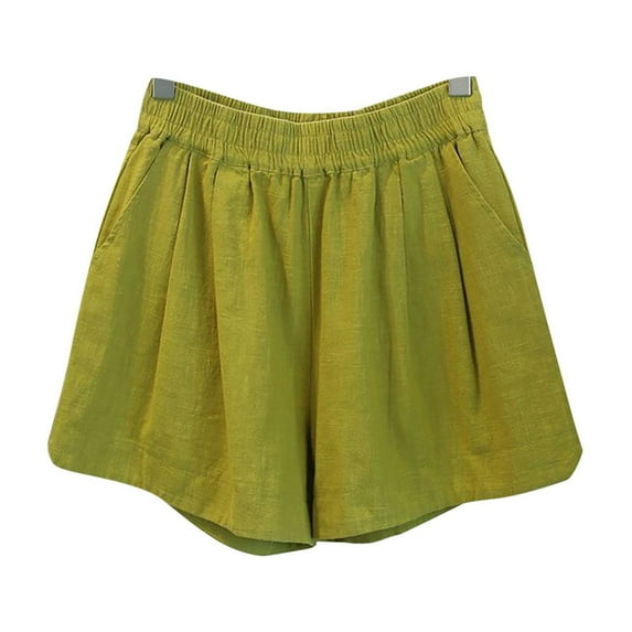 THDHVS Girls Casual Shorts,Kids Shorts,Solid Color Linen Blend Wide Leg Shorts with Elastic Waist for Boys and Girls Summer Casual Style Yellow