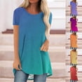 thumbnail image 1 of Ahuyic Women's Loose Plus Size Short-Sleeved Top,Summer Casual Daily Clothes For Women,Fashion Women Fashion Short Sleeve Round Neck Printed Long T-shirt Blouse Loose Tops, 1 of 4