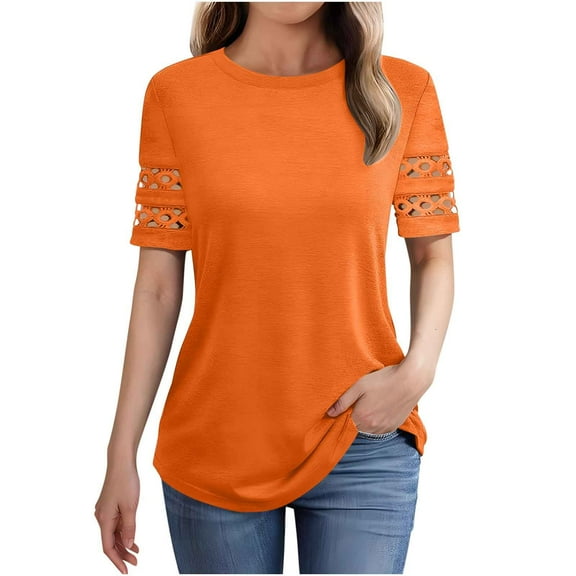 Ahuyic Womens Plus Size Short-Sleeved Top,Summer Casual Blouse For Women,New Summer Women's Lover Printed T-shirt Round Neck Short-Sleeved