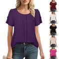 thumbnail image 1 of Ahuyic Women's Loose Plus Size Short-Sleeved Top,Summer Casual Daily Clothes For Women,Women Casual Short Sleeved T-shirt With Letter Printing Short Sleeved Round Neck, 1 of 5