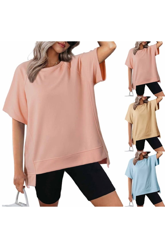 Womens Plus Size Short-Sleeved Top,Summer Casual Blouse For Women,Women's Tops Fashion Casual Loose Blouse Stone Gradient Printing Round Neck T-Shirt Blouse Print Tee