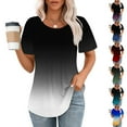 thumbnail image 1 of Ahuyic Women's Loose Plus Size Short-Sleeved Top,Summer Casual Daily Clothes For Women,Womens Fashion Summer Casual Solid Short Sleeve Blouse T-Shirt, 1 of 5