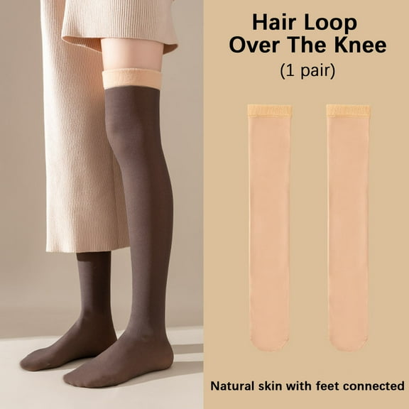 Compression Socks for Women Non-Slip Thickened Knee-High Socks, High Stockings With Warm And Plush Knee Pads And Bottom Socks