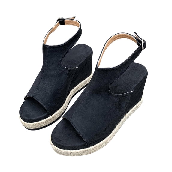 Saving Clearance! Mixpiju Fish Mouth Casual Sandals, Women's Heeled Sandal, Summer Shoes Comfortable Sandals Black