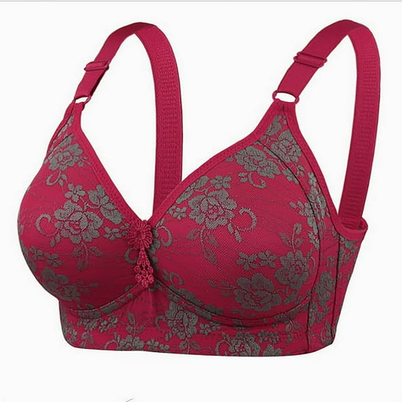 SROBPTY Womens Bras,Plus Size Summer Bras for Womens,Women's New Middle-aged And Elderly Underwear Comfortable Thin Print Without Steel Ring Plus Size Bra