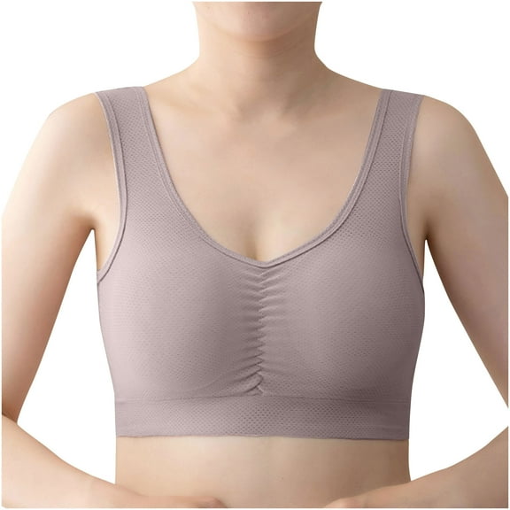 SROBPTY Womens Bras,Plus Size Summer Wireless Bras for Womens,Ladies Traceless Comfortable No Steel Ring Breathable Gathering Bra Woman Underwear