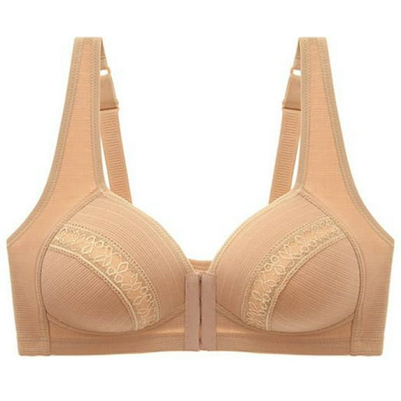 SWSTBBY Womens Bras,Shaping Plus Size Summer Bras for Womens,Women's Large Size Wireless Bra Glossy Push Up Front Button Underwear Bra