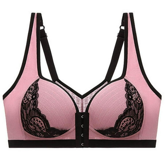 SWSTBBY Womens Bras,Shaping Plus Size Summer Bras for Womens,Women's Large Size Wireless Bra Glossy Push Up Front Button Underwear Bra