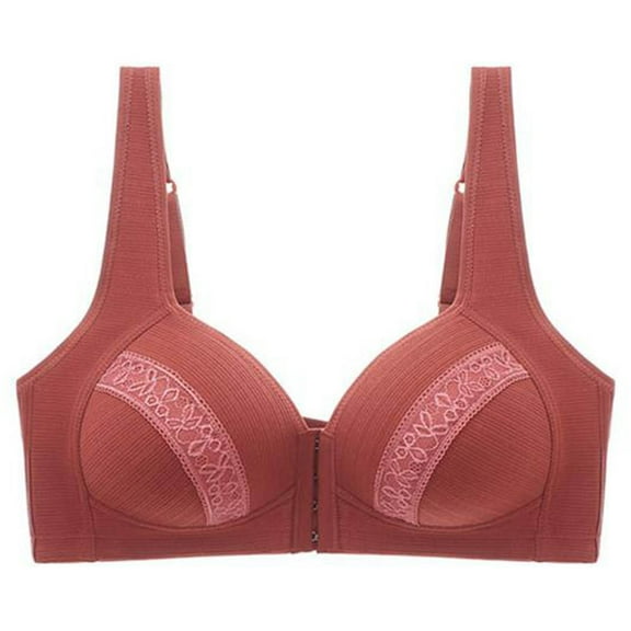 SWSTBBY Womens Bras,Shaping Plus Size Summer Bras for Womens,Women's Large Size Wireless Bra Glossy Push Up Front Button Underwear Bra