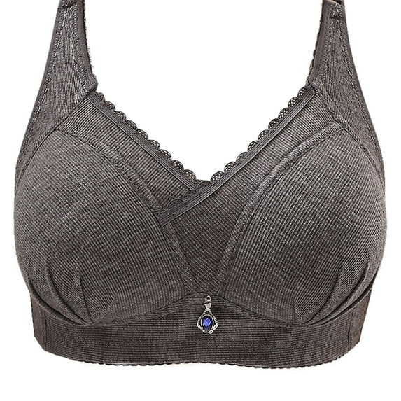 SWSTBBY Womens Bras,Shaping Plus Size Summer Bras for Womens,Women's Non Steel Ring Style Printed Gathered Middle Button Breathable Underwear Daily Bra